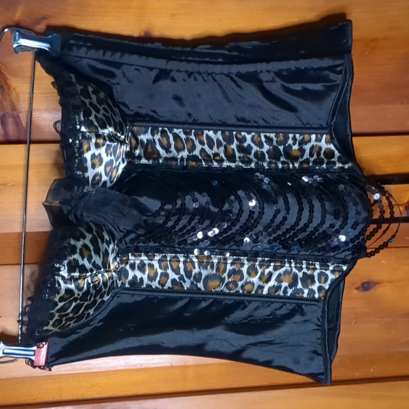 MUSIC LEGS* side hook/eye, corset back adjustable lace up, boned padded bustier - Picture 5 of 12